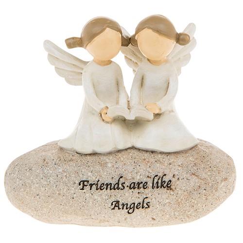 Friends are like angels 2 angels sat on stone figurine