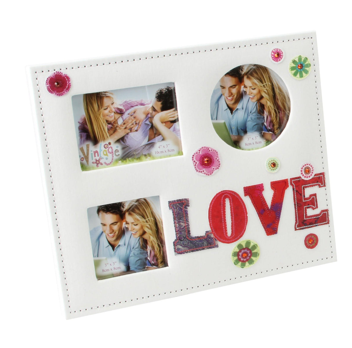 Vintage Fabric Collage Photo Frame - Love