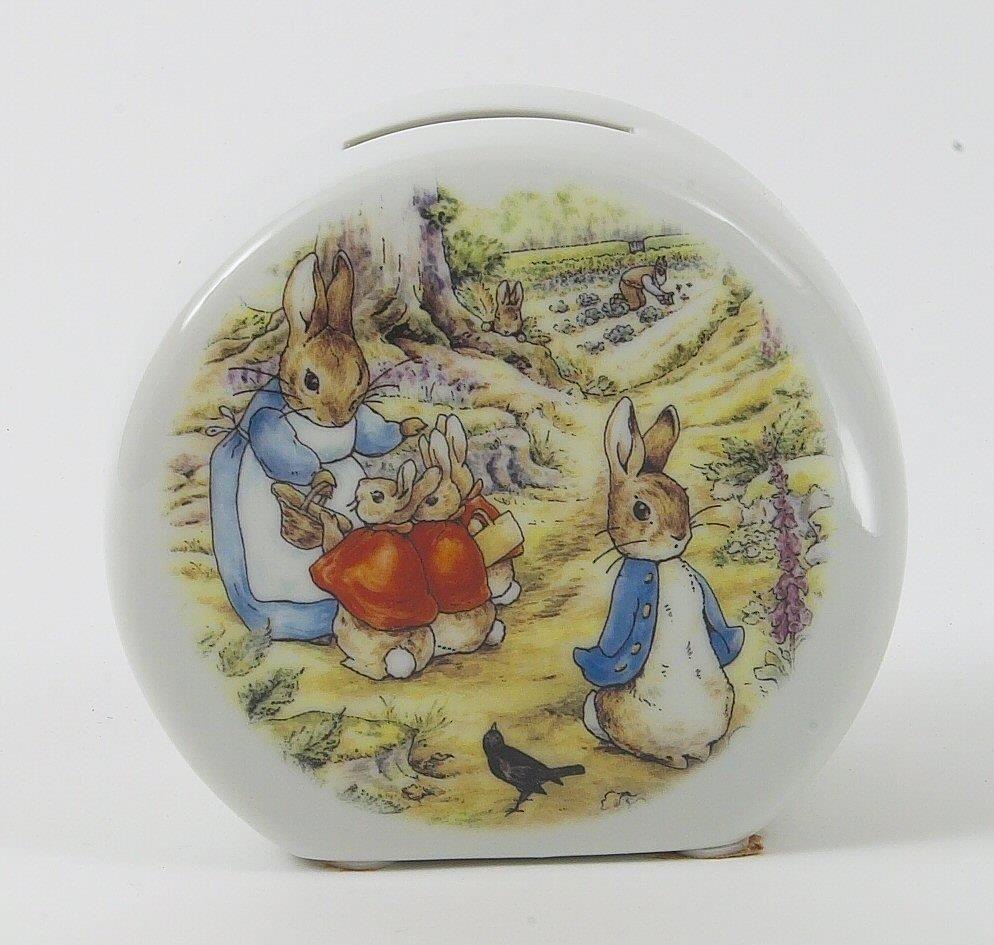 Beatrix Potter Money Box with Mrs Rabbit Peter & Bunnies Illustration
