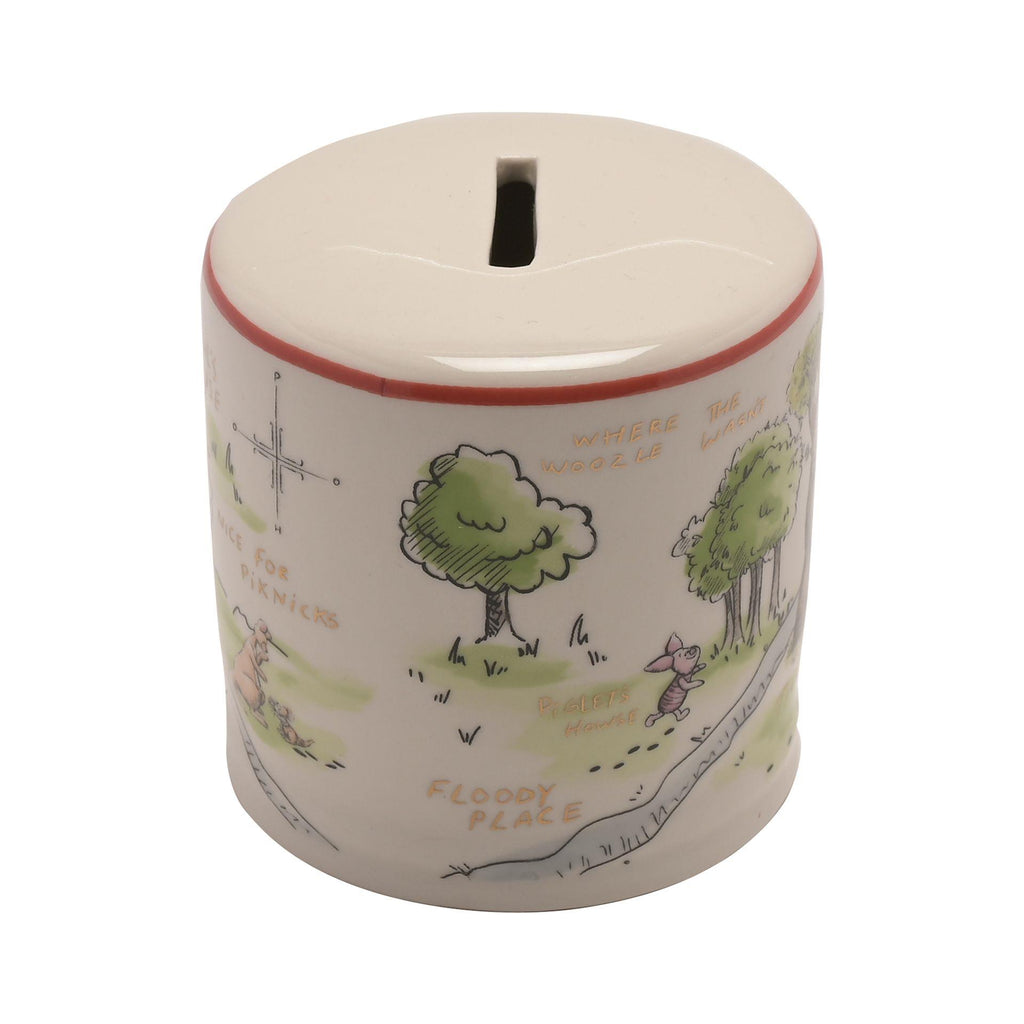 Winnie The Pooh Money Bank with 100 acre wood illustration