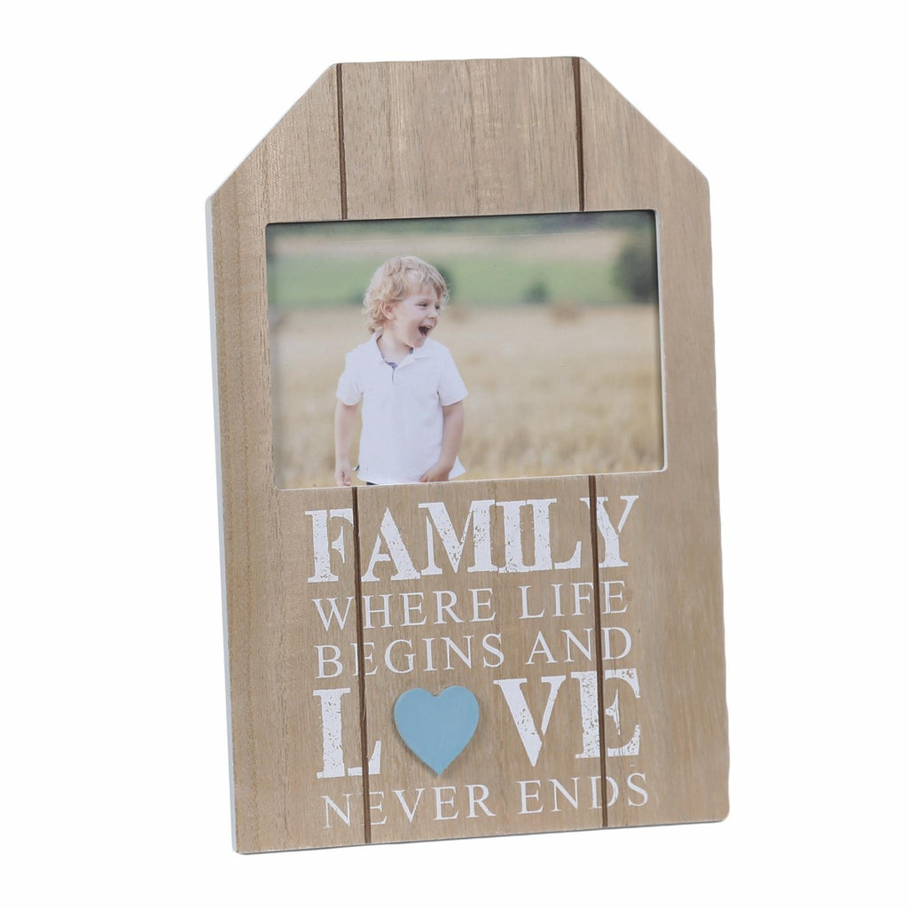 Family where life begins and love never ends photo frame