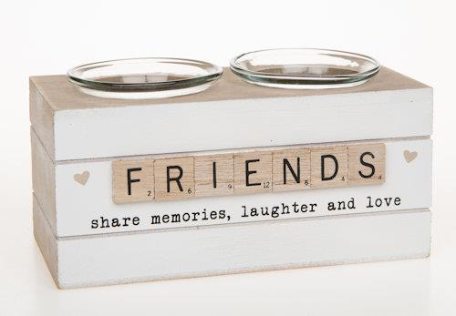 Friends Scrabble tiles design on sentiment candle holder