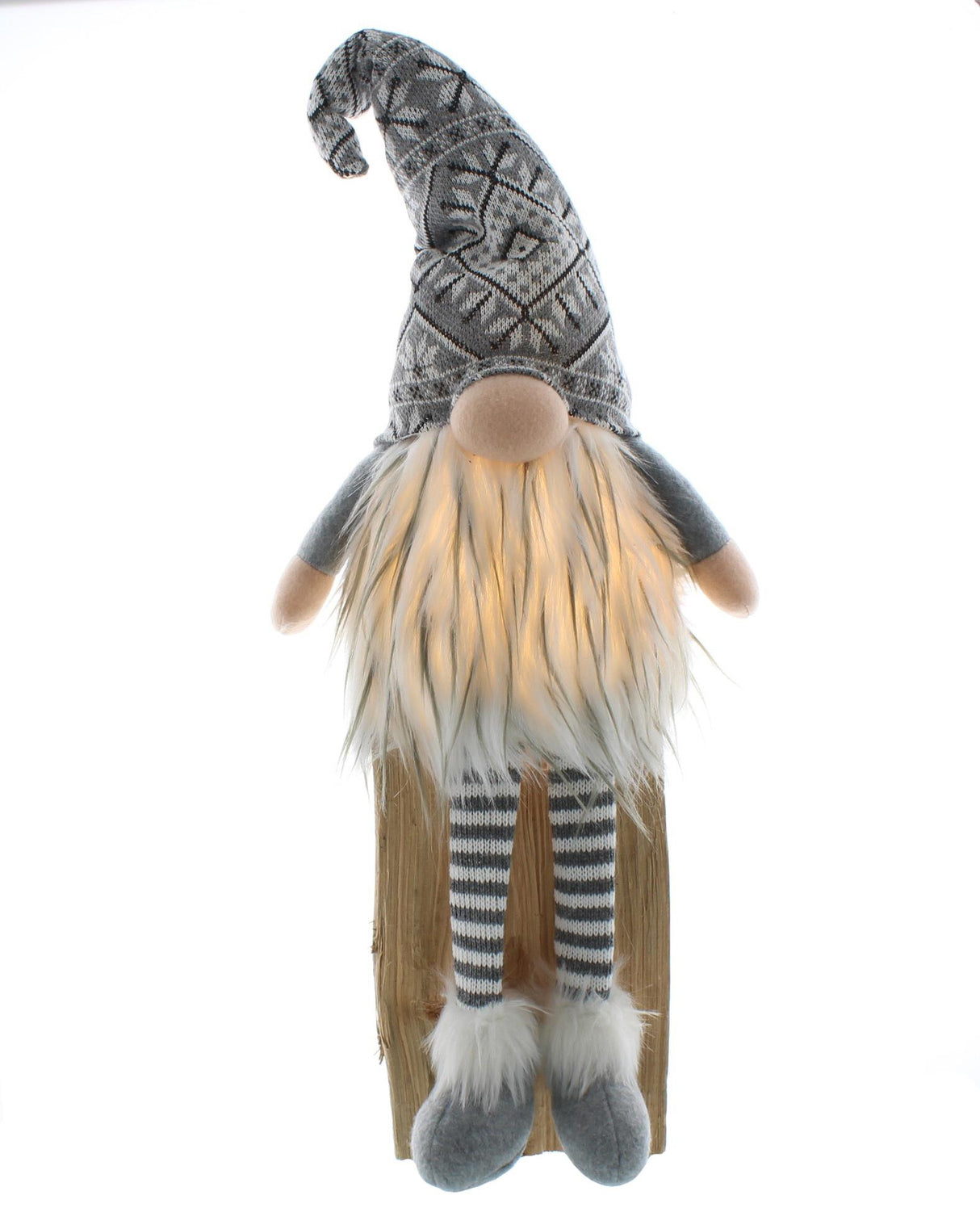 Christmas Decoration - Dangly Leg Skandi Lit Gonk 53cm (Battery Operated) grey