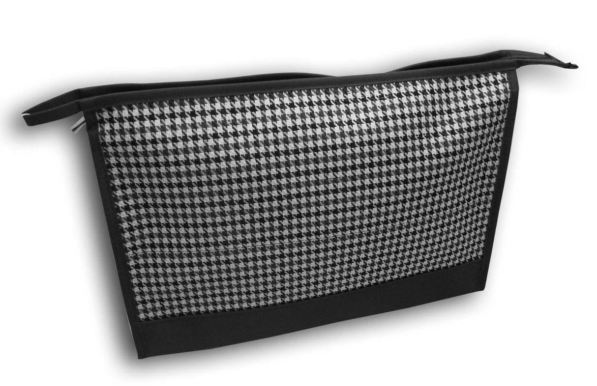Wash Bag Single Zipped - Black & White Dogtooth
