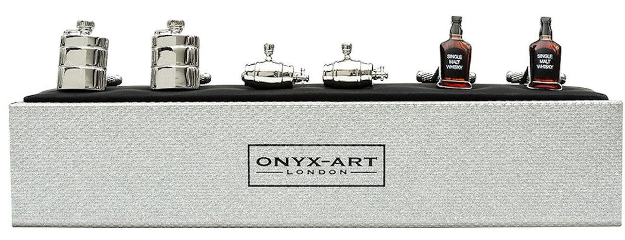 Alcohol Cufflinks 3 Pair Gift Set