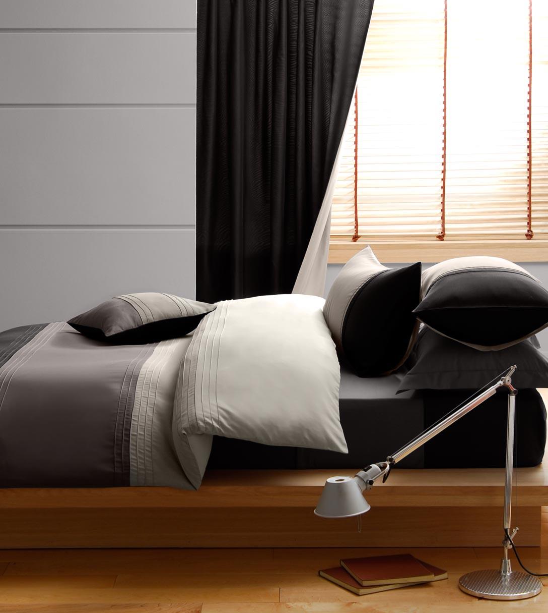 Catherine Lansfield Synergy Black Duvet Cover & Fitted Sheet Set - Single Bed