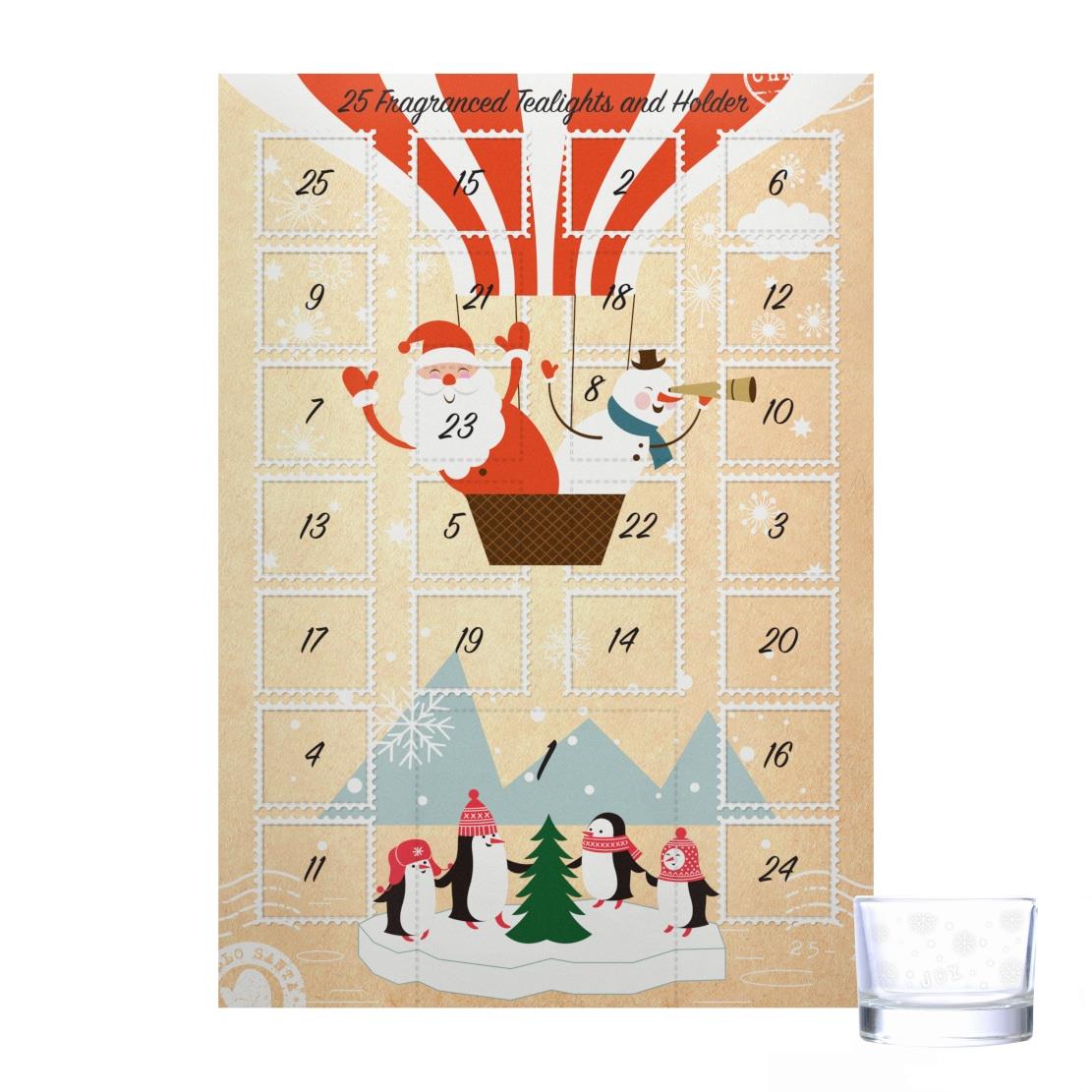 Wax Lyrical Advent Calendar with 25 Tea Lights & Holder - Letters to Santa