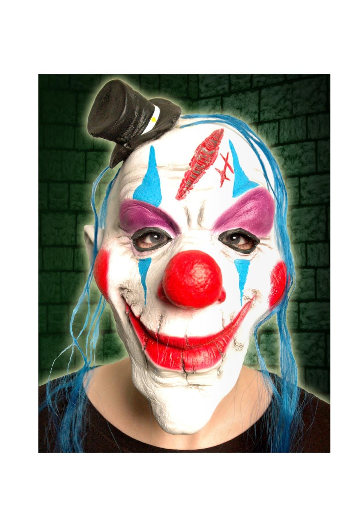 Clown With Mini Top Hat Latex Overhead Halloween Fancy Dress Mask