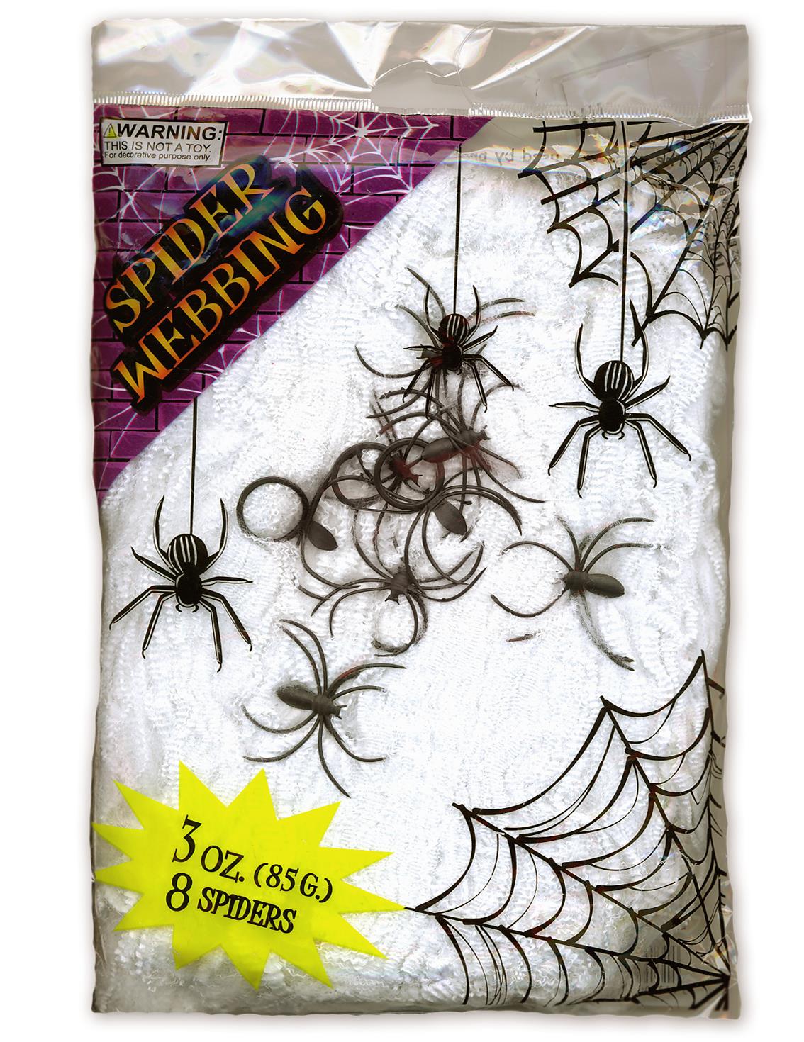Spider Webbing White With 8 Spiders