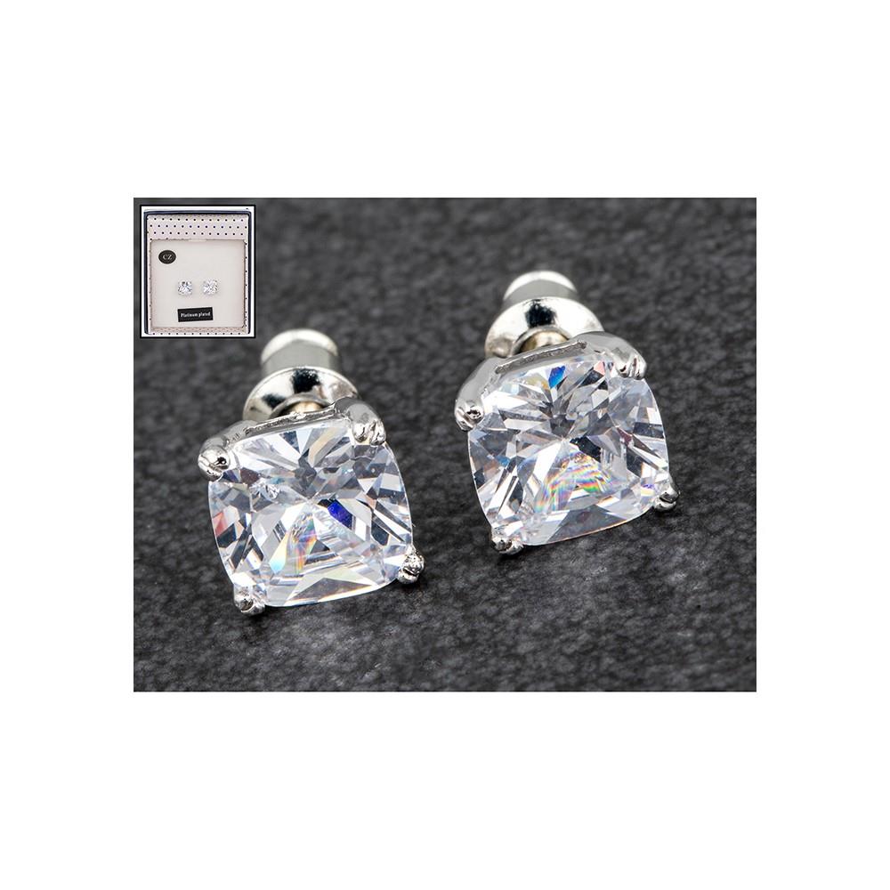 Equilibrium Silver Plated Earrings - Crystal Sparkle Cube