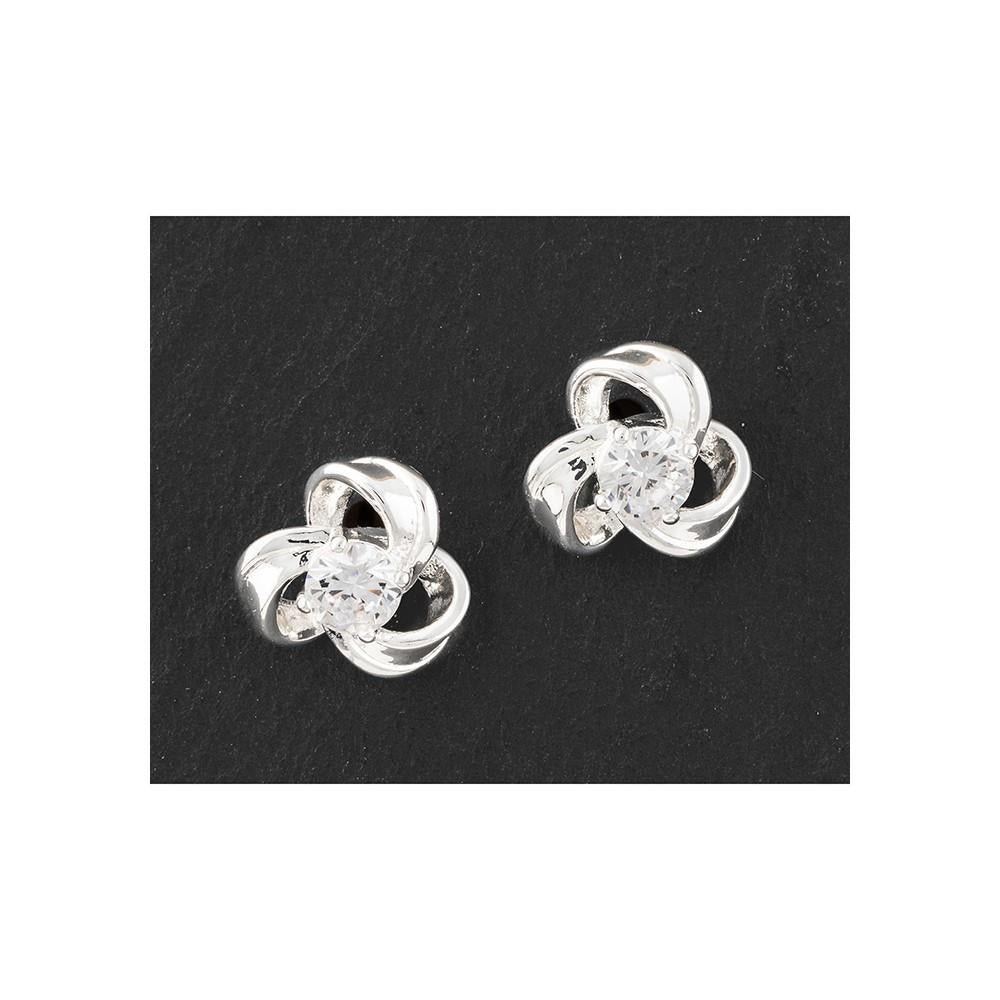 Equilibrium Silver Plated Earrings - Intricate Love Knot Stud
