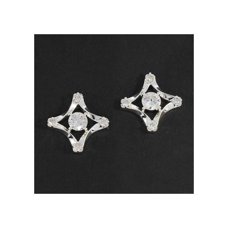 Equilibrium Silver Plated Earrings - Elegant Diamond Shape Stud