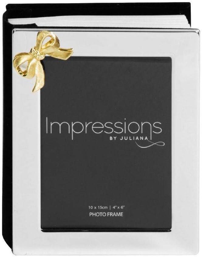 Juliana Impressions Silver Plated 4' x 6' Photo Frame Album with Bow Icon