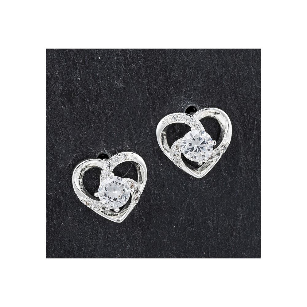 Equilibrium Silver Plated Earrings - Swirly Heart Stud