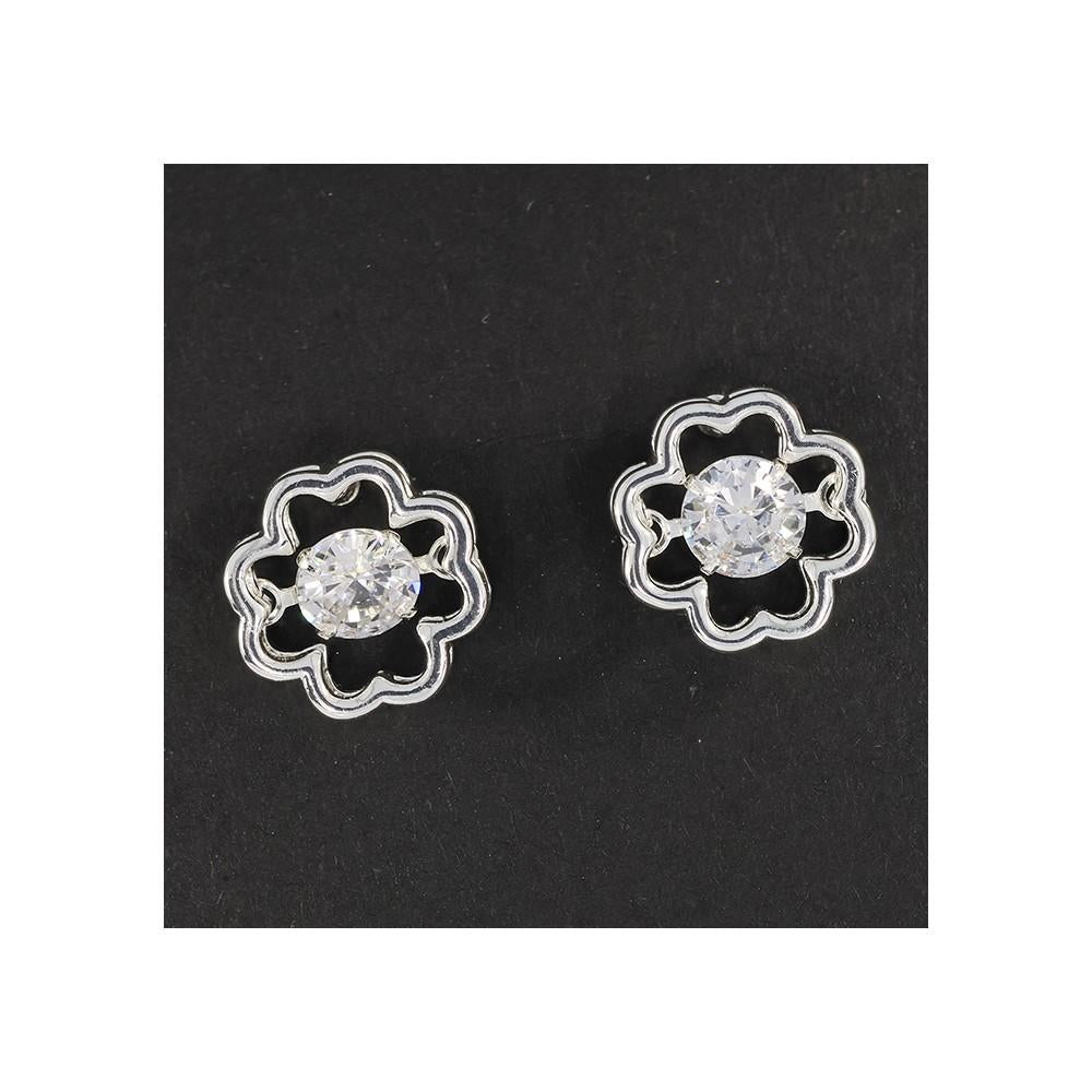 Equilibrium Moving Crystals Silver Plated Earrings - Clover Stud