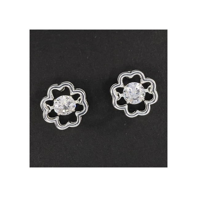 Equilibrium Moving Crystals Silver Plated Earrings - Clover Stud