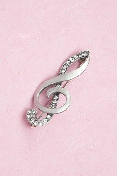 English Pewter Brooch - Treble Clef Music Note