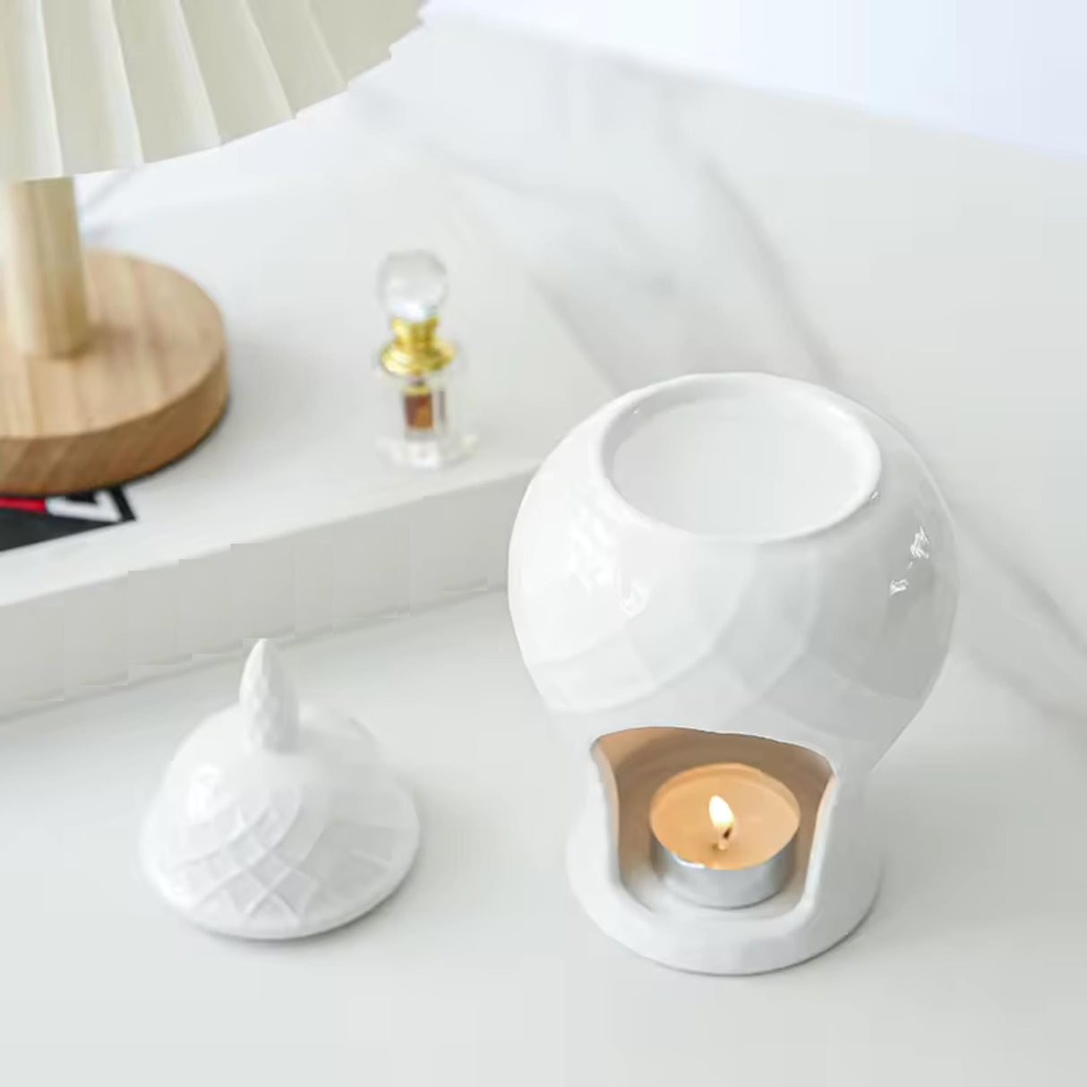 White Ceramic Ginger Jar Inspired WaxMelt/Oil Burner