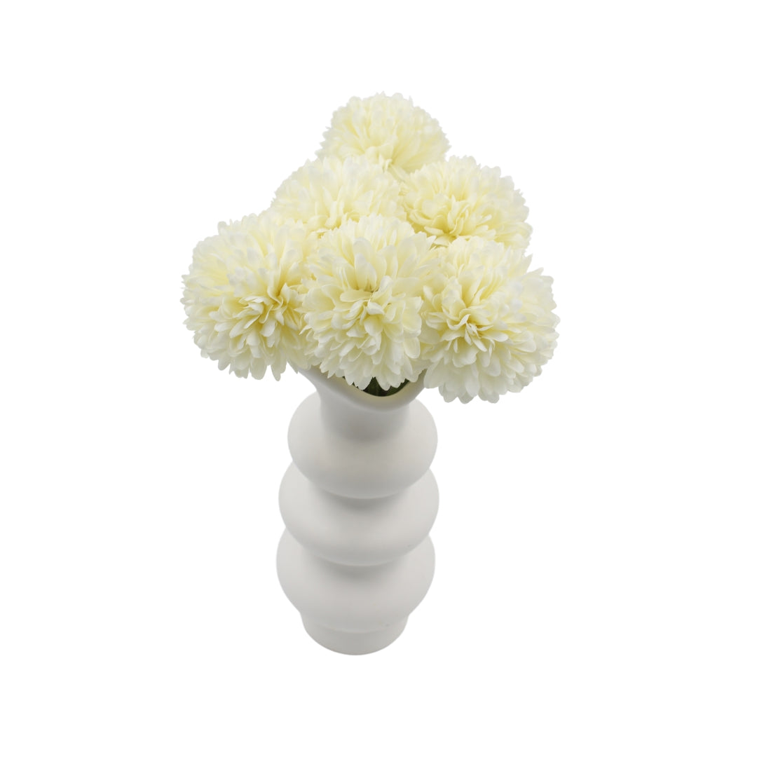 Woodside Home Living 6 Artificial Chrysanthemum Ball Flowers ivory