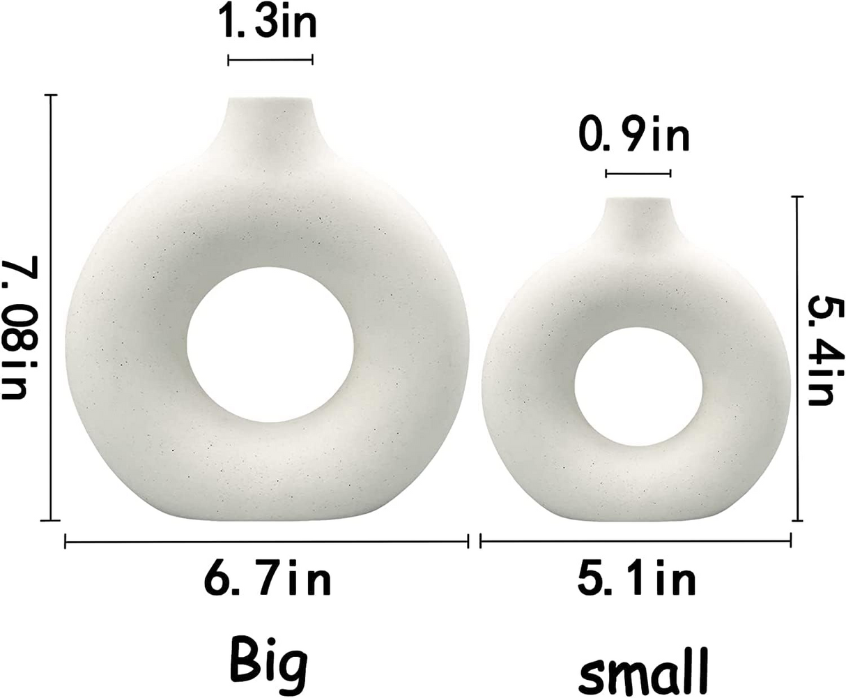 Woodside Home Living Ceramic Donut Vase Set of 2