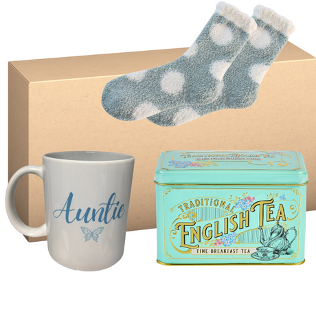 Auntie Gift Box with Mug Traditional English Tea and Cosy Socks for a relaxing gift