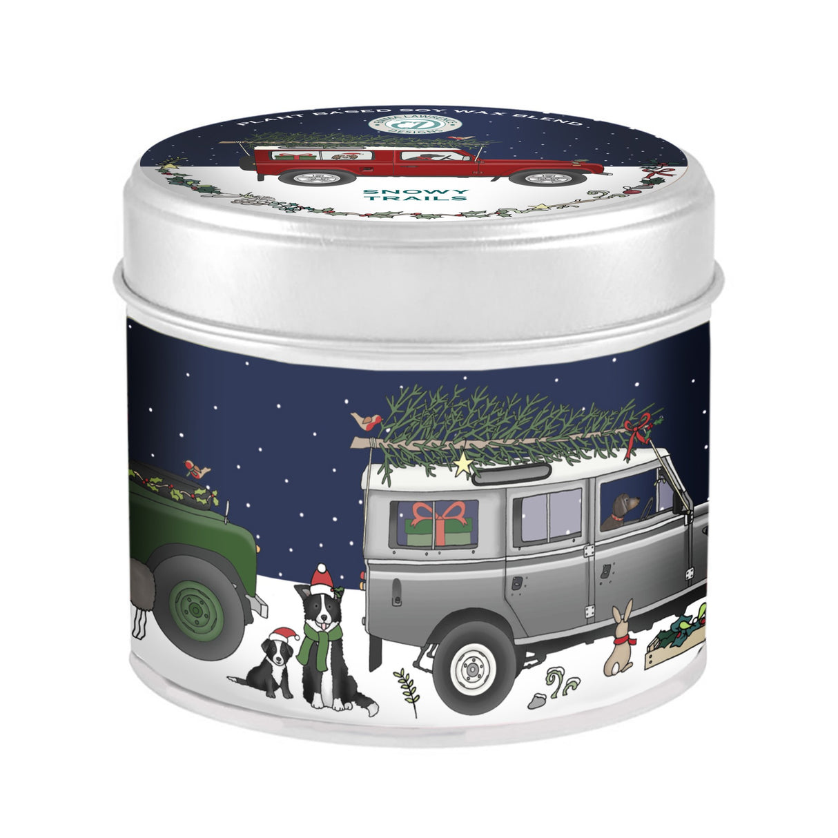 Emma Lawrence Christmas Candle Tin snowy trails