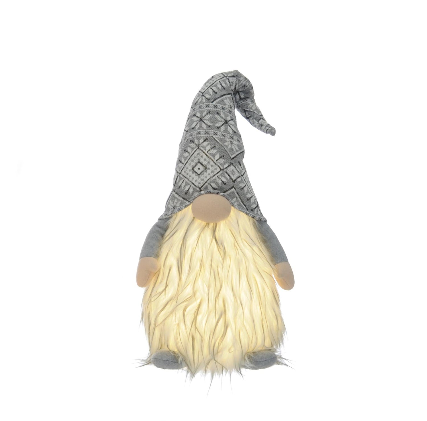 Christmas Decoration - Skandi Lit Gonk 40cm (Battery Operated) - Grey
