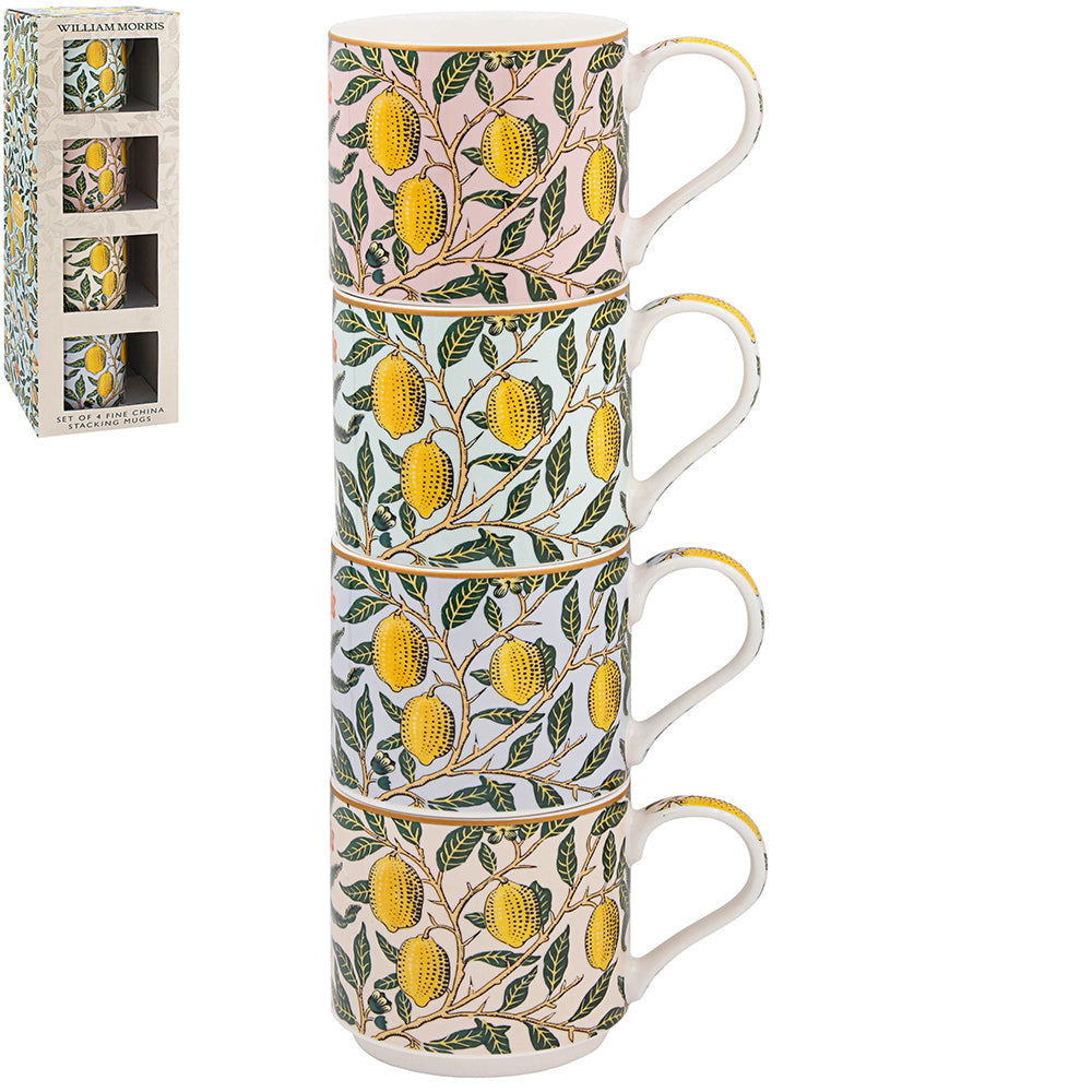 William Morris 4 Stacking Fine China Mugs Gift Set - Fruits