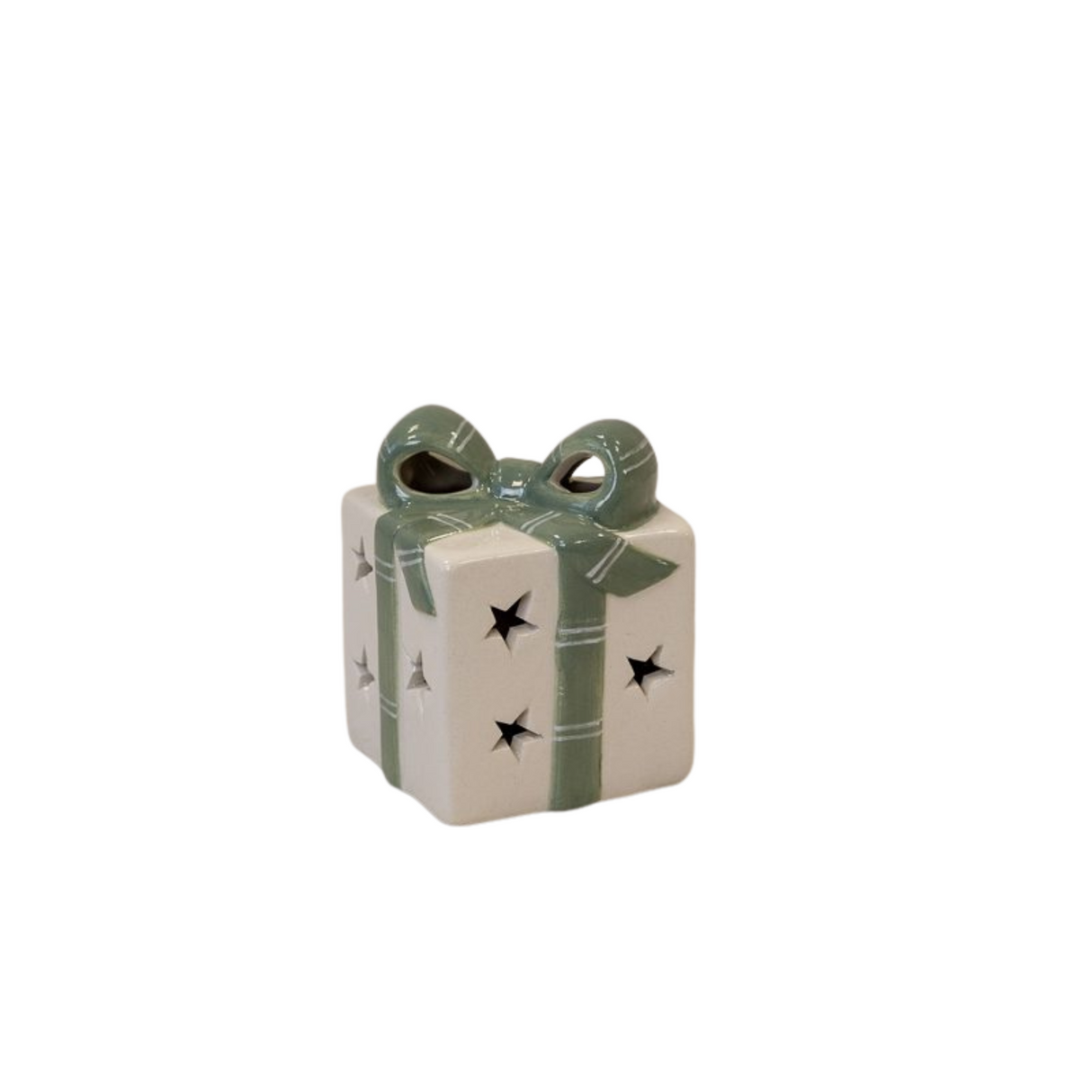 White/Green Ceramic Present with LED 8.5cm