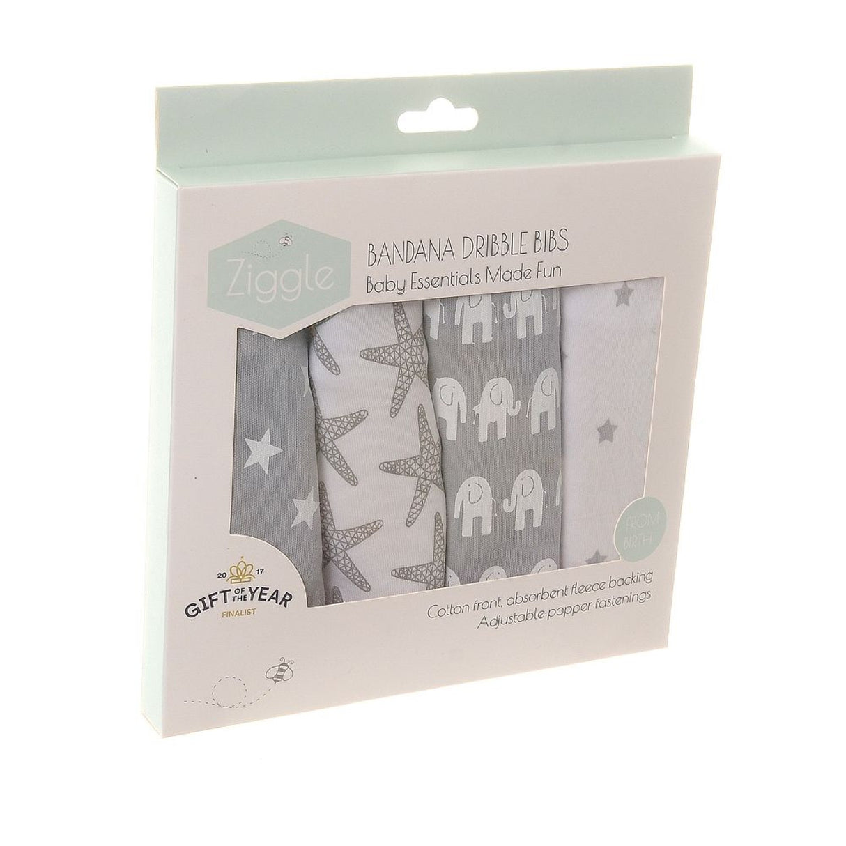 Ziggle Baby Bandanna Dribble Bib Set - Grey & White