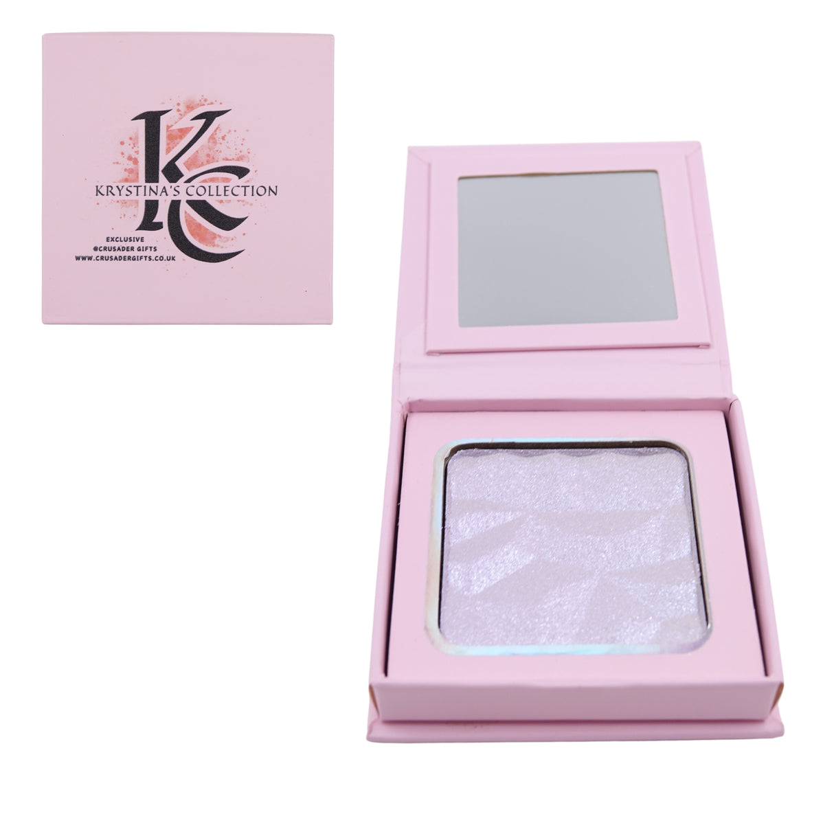 Krystina's Collection Shimmer Highlighter Powder Compact with Mirror - Various Colours