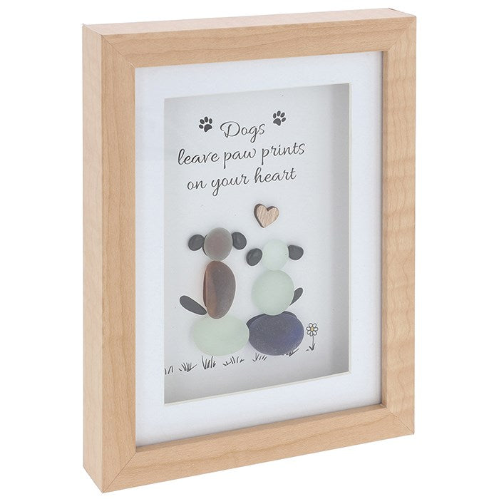 Pebble Glass Plaque - Dogs Leave Paw Prints