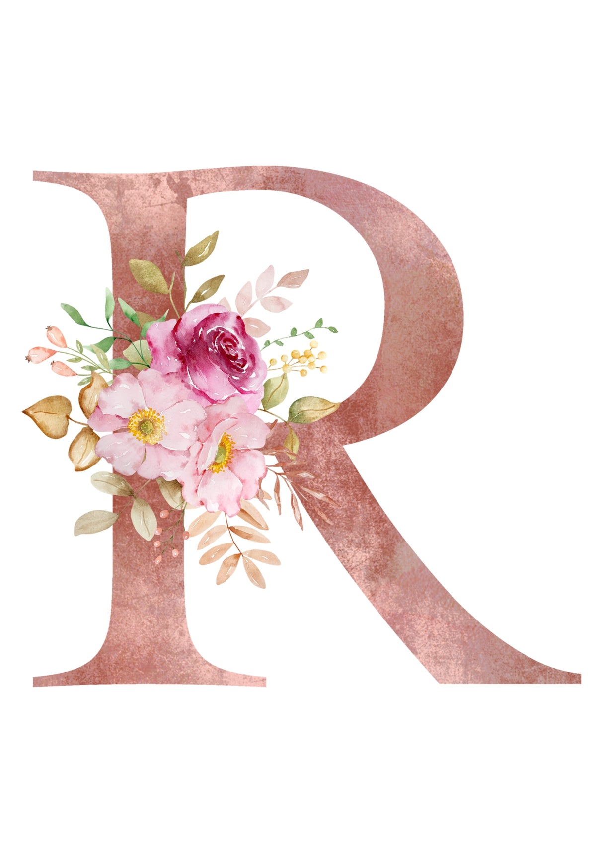 Personalised Tote Bags - Pink Floral Initial Design (A-Z)