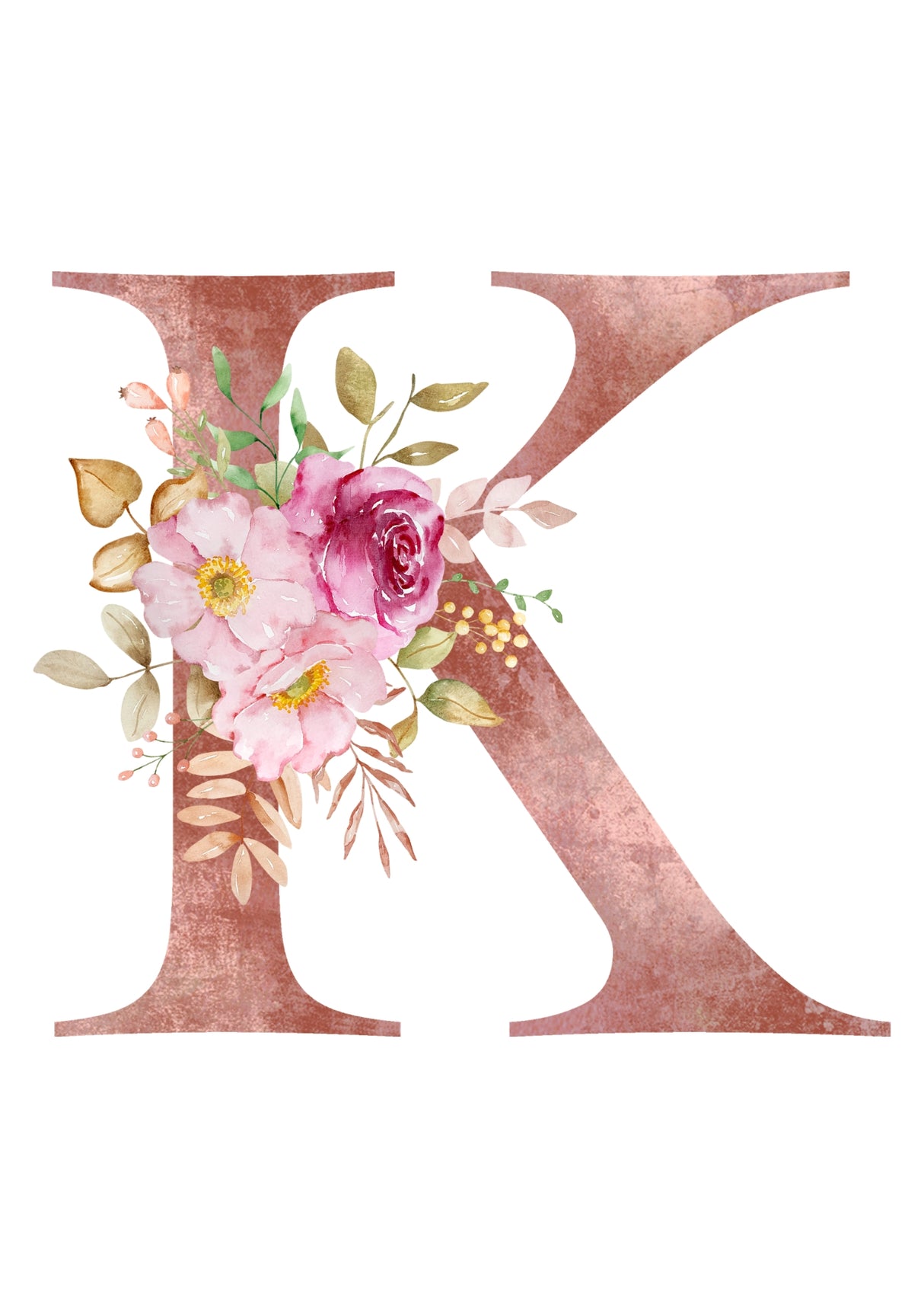 Personalised Tote Bags - Pink Floral Initial Design (A-Z)