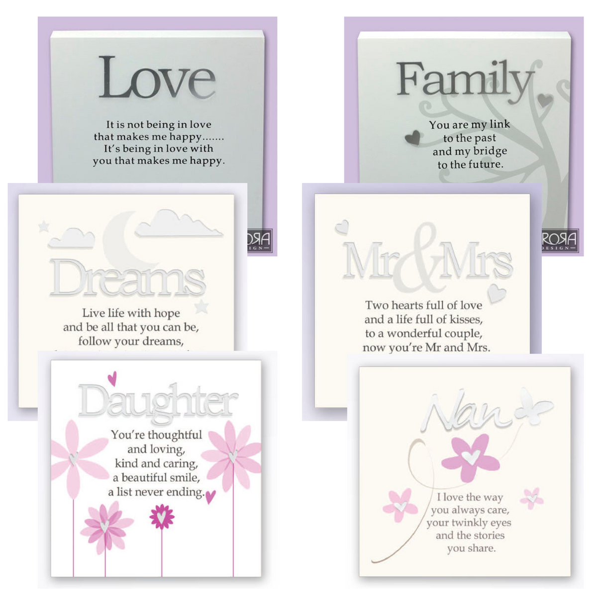Arora Design Sentiment Wall Art Blocks can free stand - Family Daughter Love