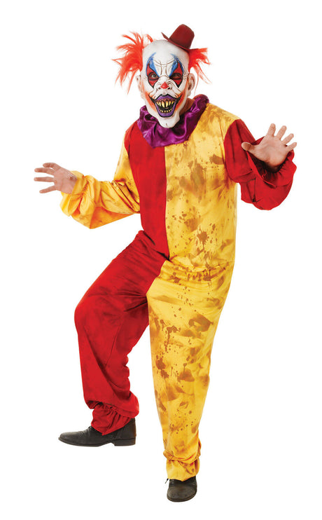 Red & Yellow Horror Clown Fancy Dress Costume & Mask Size M-L