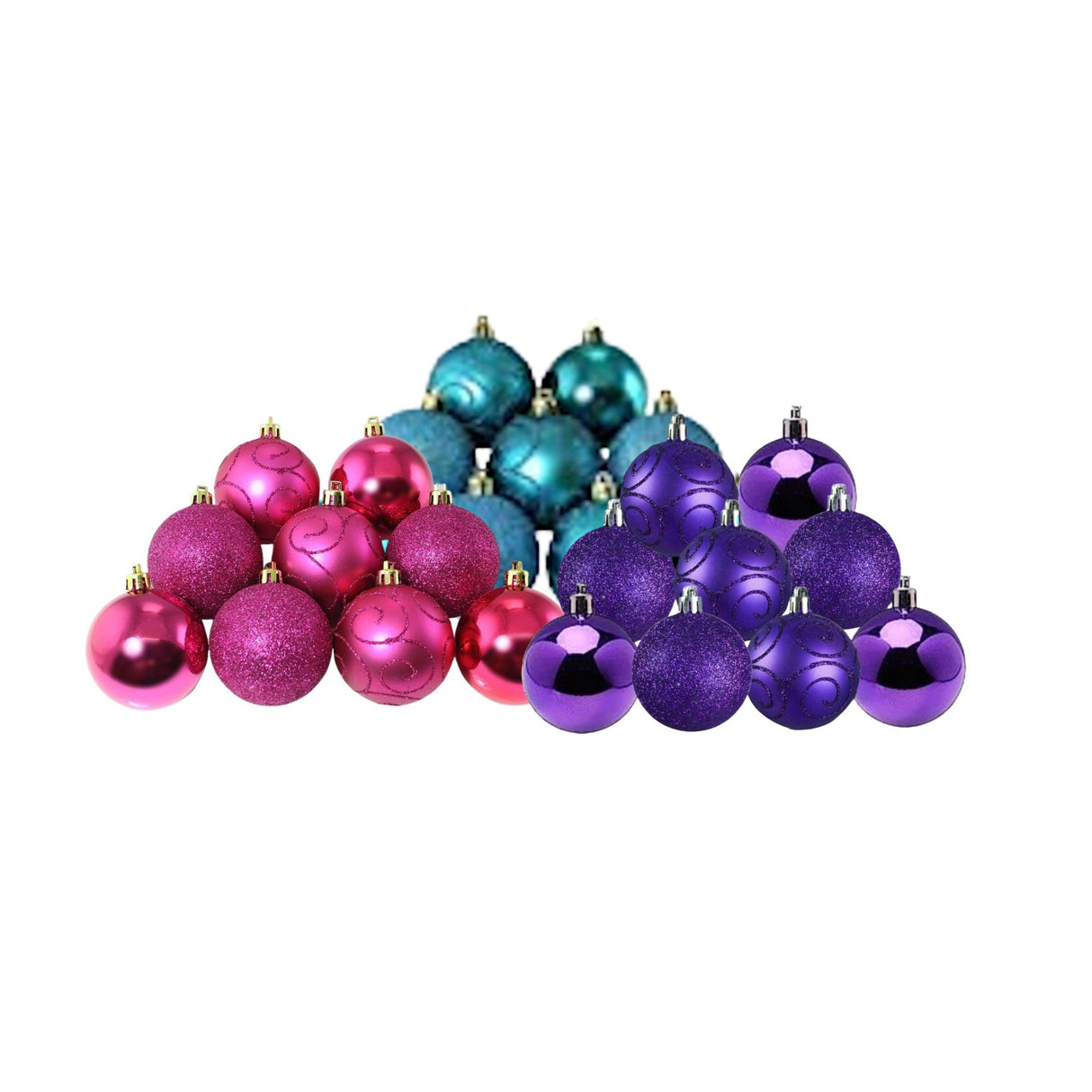 Pack of 9 Shatterproof Christmas Tree Baubles - Various Colours