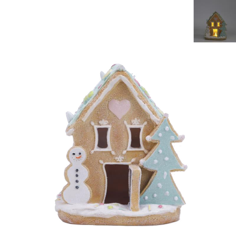 Woodside Home Living Christmas LED Light Up Gingerbread House - beige