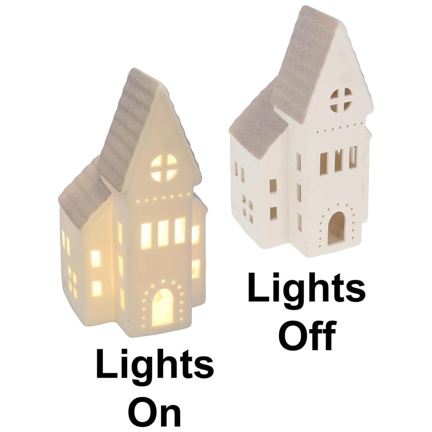 China White Christmas LED Light-Up Church - Grey