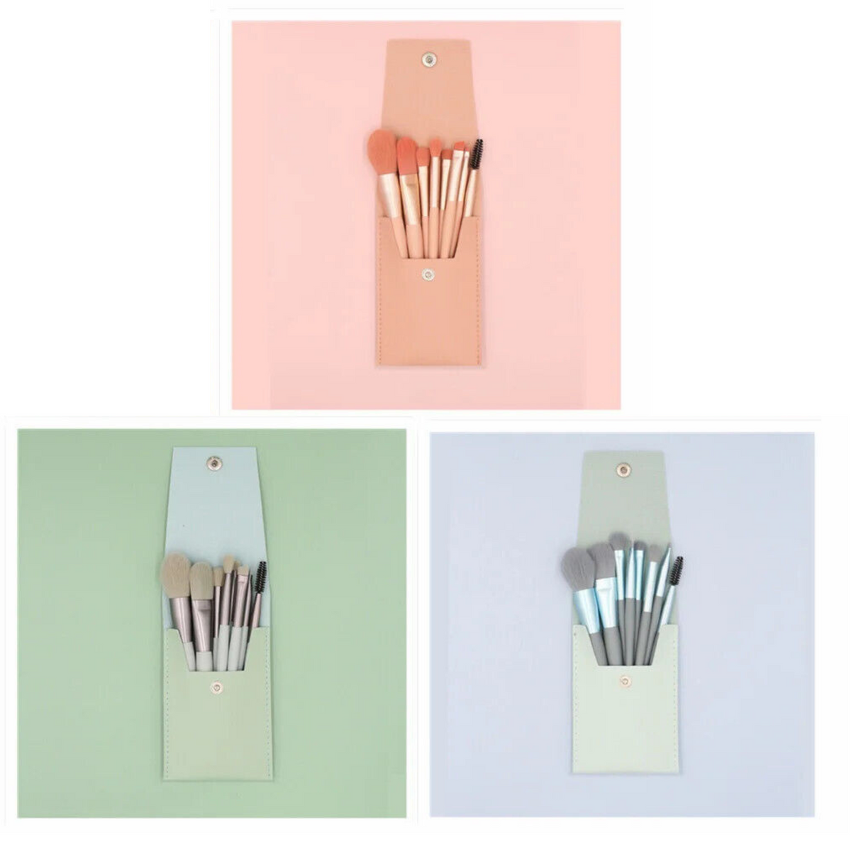 Make Up Case with 8 Brushes Set - Various Colours