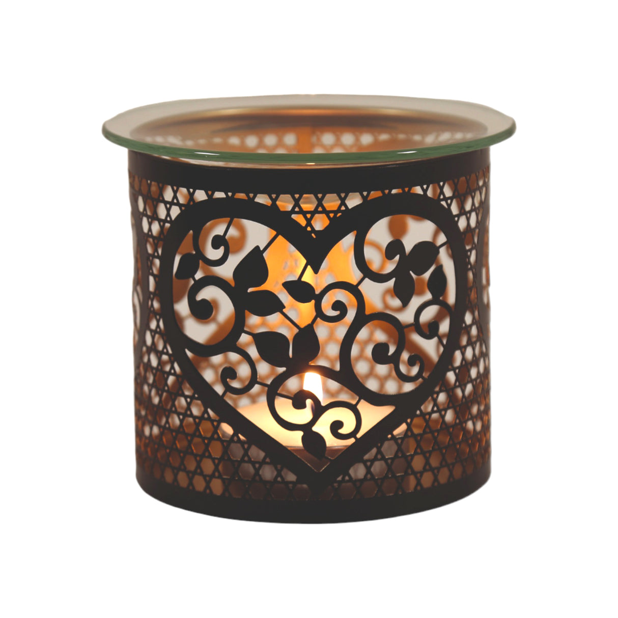 Love Heart wax burner black & gold