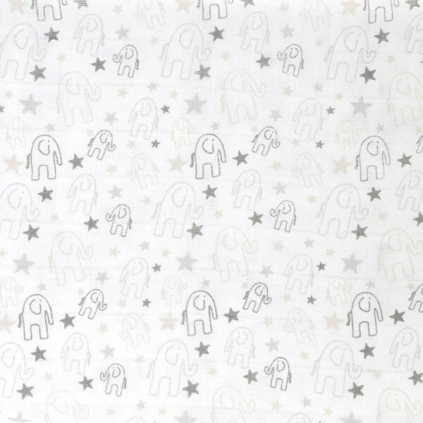 Ziggle Baby Large Muslin Square - Grey Elephant