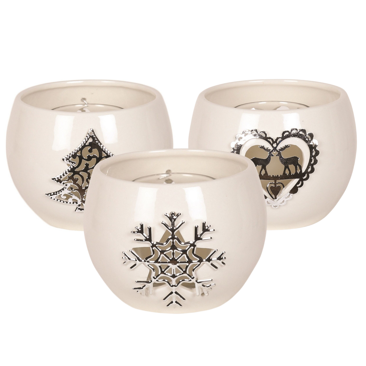 Aroma Candle Holder with Festive Metallic Icon - Various Designs
