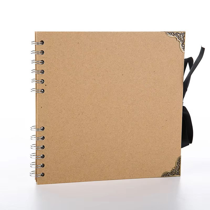 Woodside Home Living Spiral Bound Scrap Book Style Ribbon Tied Photo Album - brown