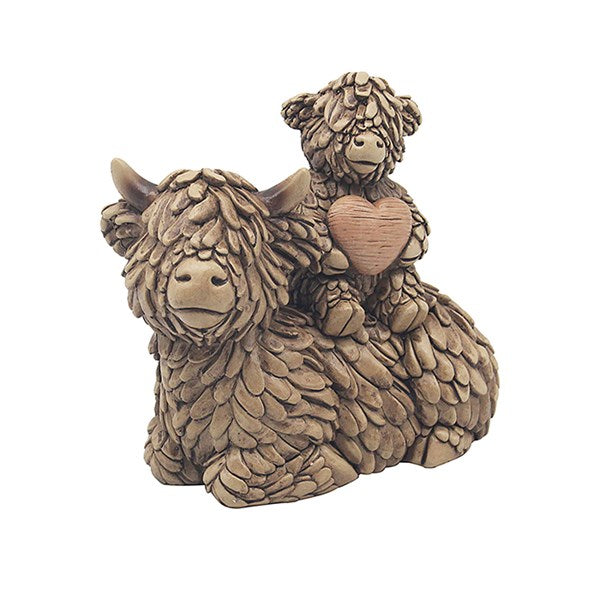 Hughie Highland Cow Figurine - Calf With Heart