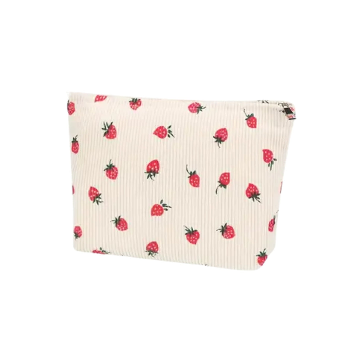 Strawberry Print Corduroy Cosmetic Makeup Bag