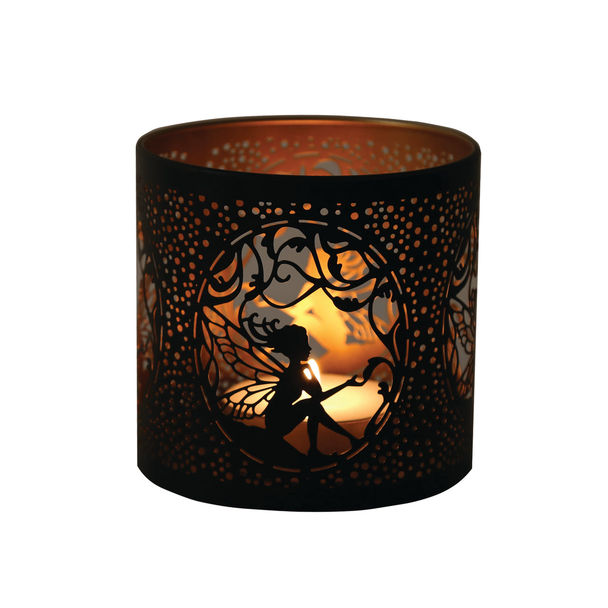 Fairy design wax melt burner candle holder black and gold