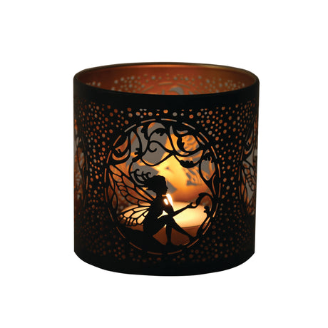 Fairy design wax melt burner candle holder black and gold