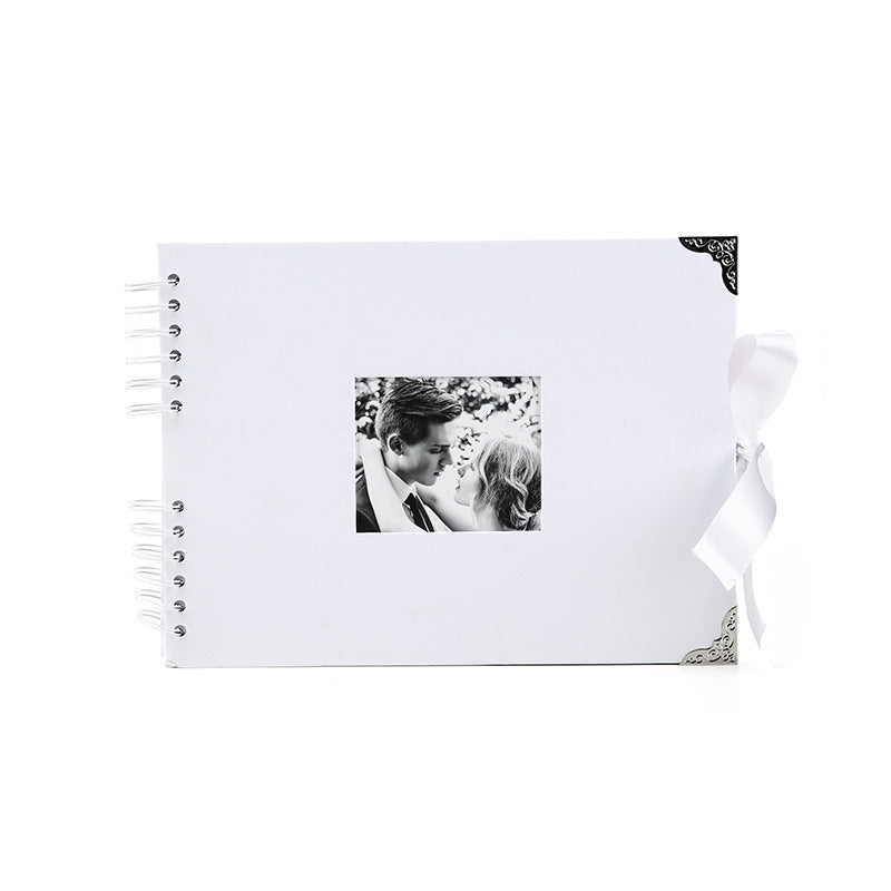 Woodside Home Living Metal Corner Scrap Book Style Photo Album 29cm x 21.5cm white