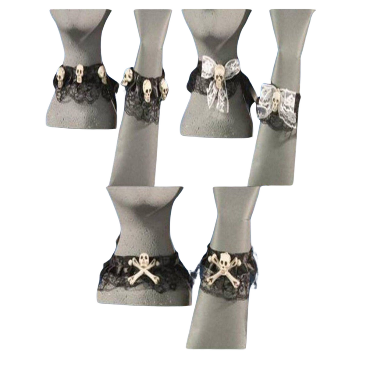 Gothic Horror Skull Designs Halloween Choker & Bracelet Costume Jewellery Set